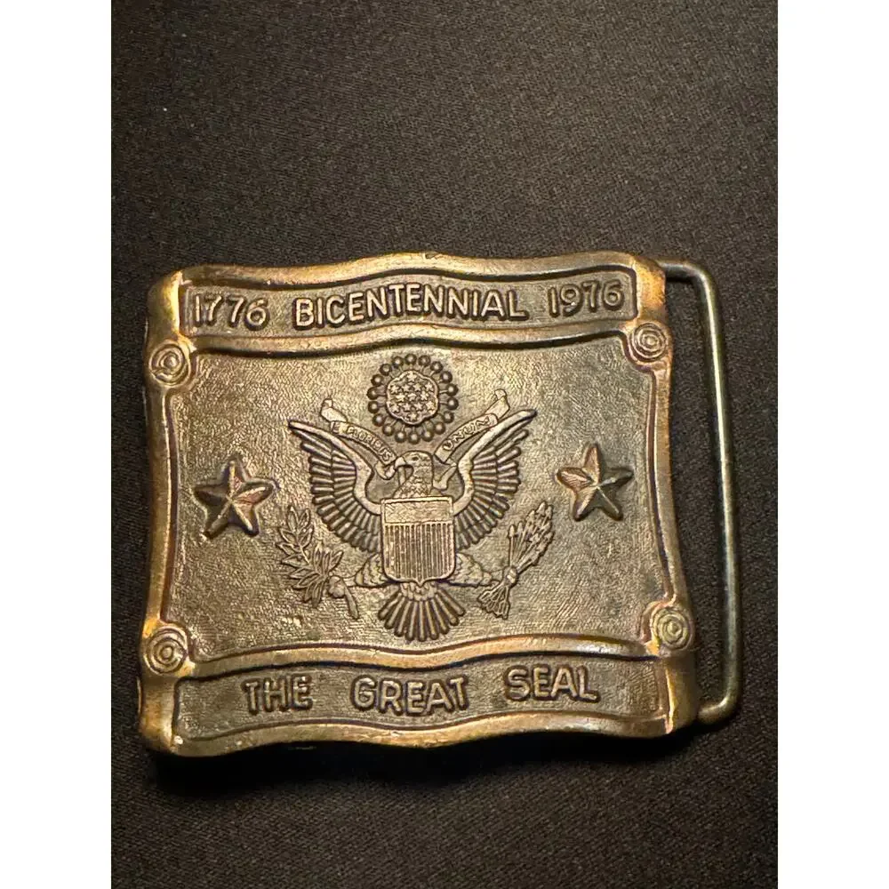 Vintage Solid Brass U.S. Bicentennial Belt Buckle 1776-1976